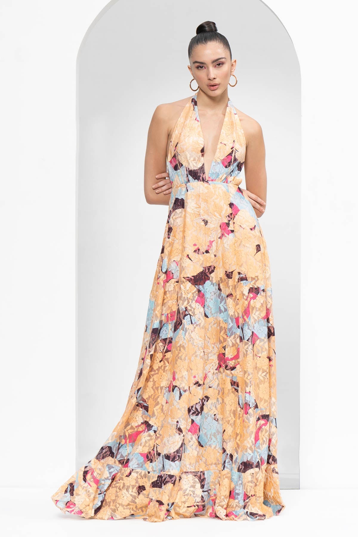 Buy Mystic Beige Printed Dress by Mandira Wirk